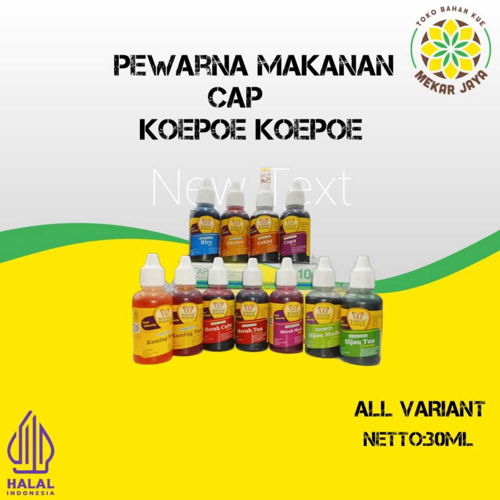 

PEWARNA MAKANAN KOEPOE KOEPOE-pewarna makanan kupu-kupu 30ml