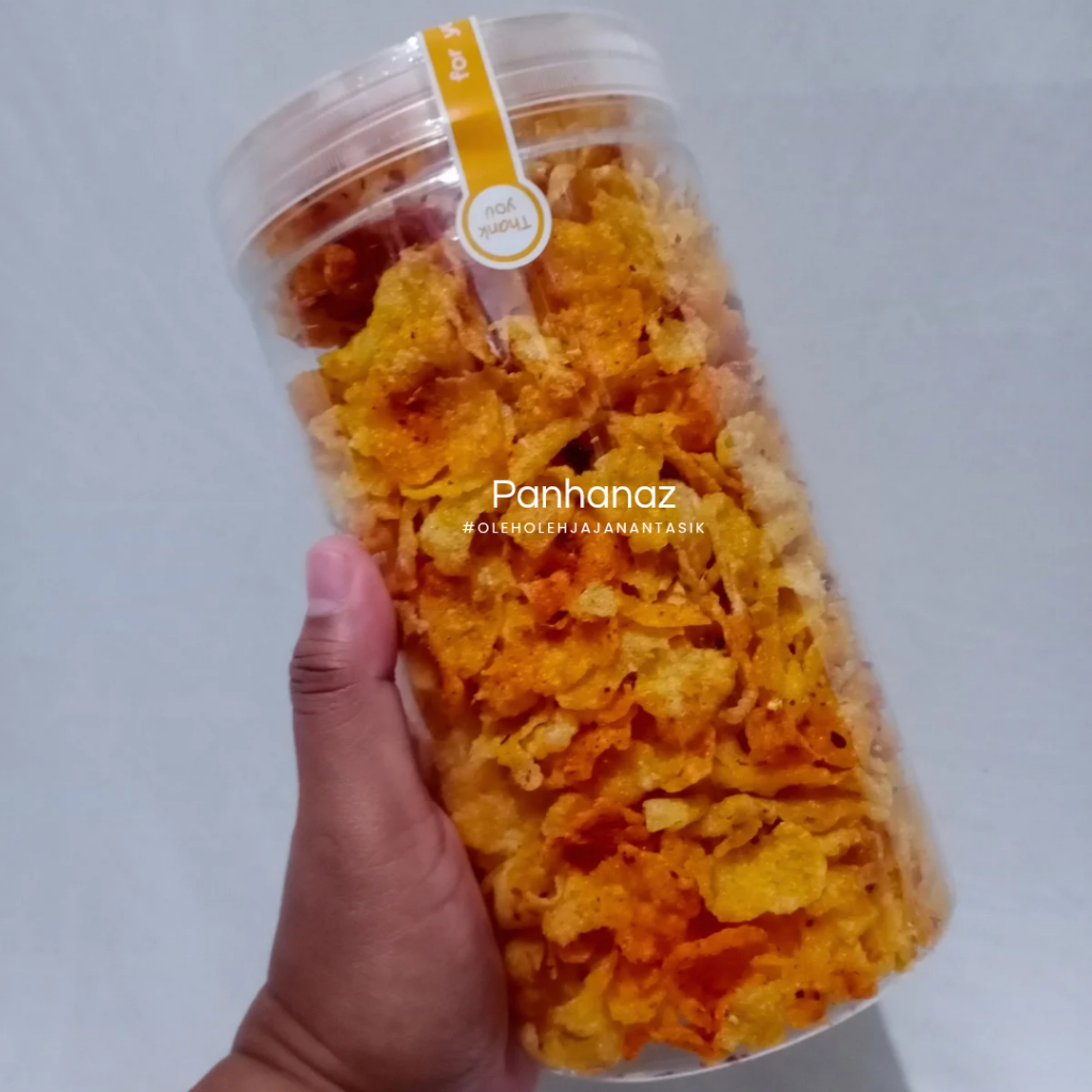 

emping jagung geprek 250 gram pedas manis gurih opak sampeu rasa pedas keju