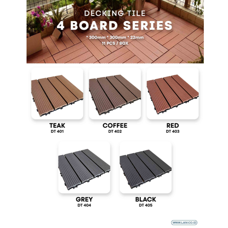 WPC Decking Lantai DIY/ Decking Lantai Kayu Bongkar Pasang/ WPC  Decking Tile