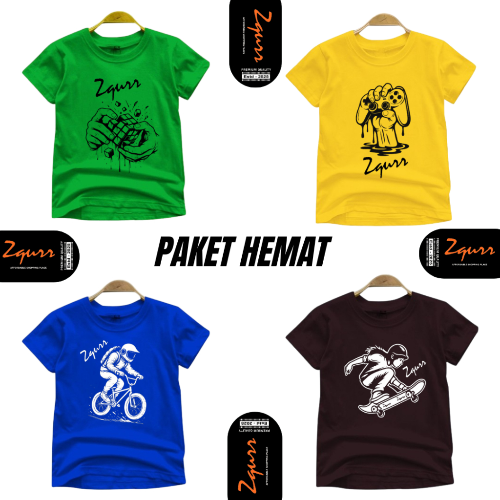 Kaos Anak Laki Laki Kaos Anak Cowok Kaos Anak Distro - Paket Usaha 50 Ribu Dapat 4 Kaos
