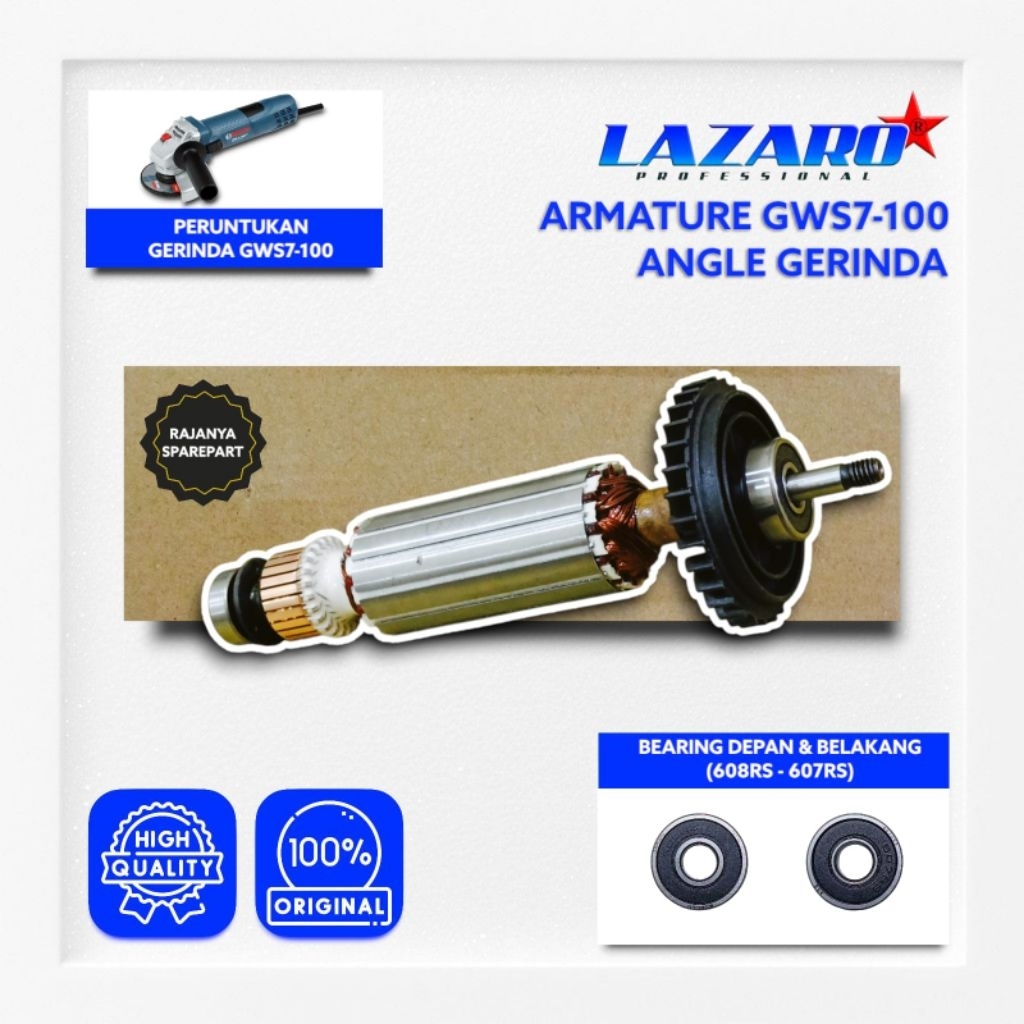 Armature Angker Dinamo Gerinda BOSCH GWS 7-100 LAZARO Bosch Gerinda Tangan 4" Inch Armature Angker M
