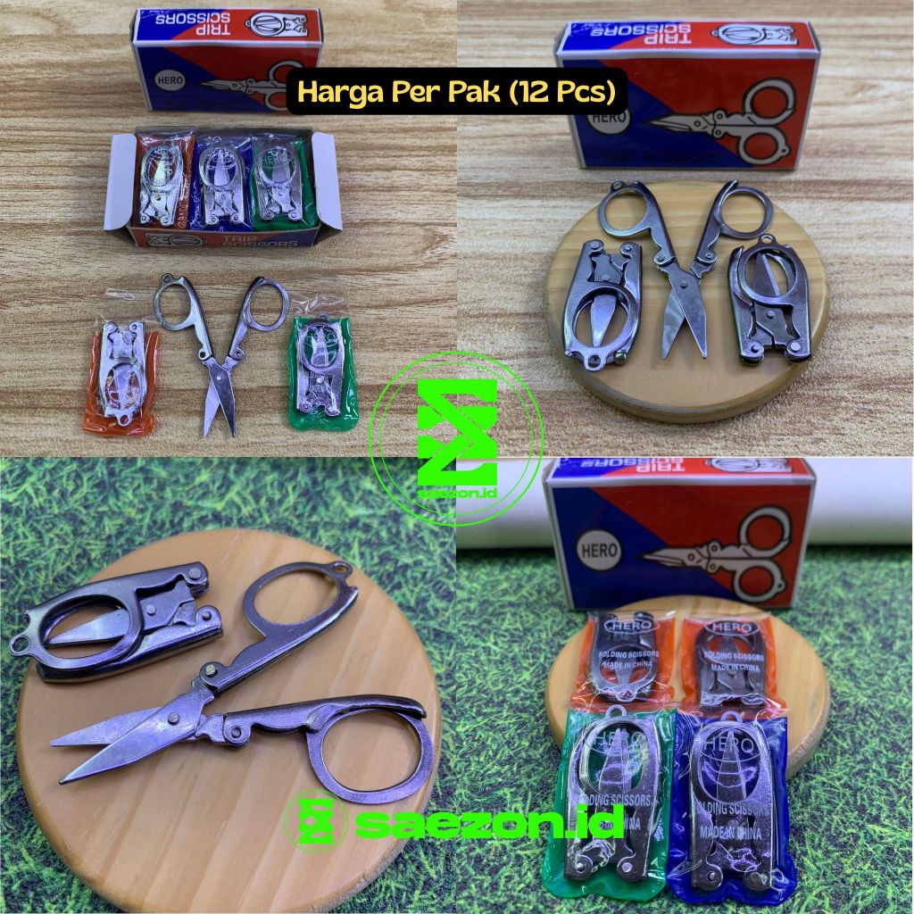 

12 PCS GUNTING KECIL LIPAT STAINLESS TAJAM / GUNTING LIPAT STAINLESS / TRIP SCISSORS