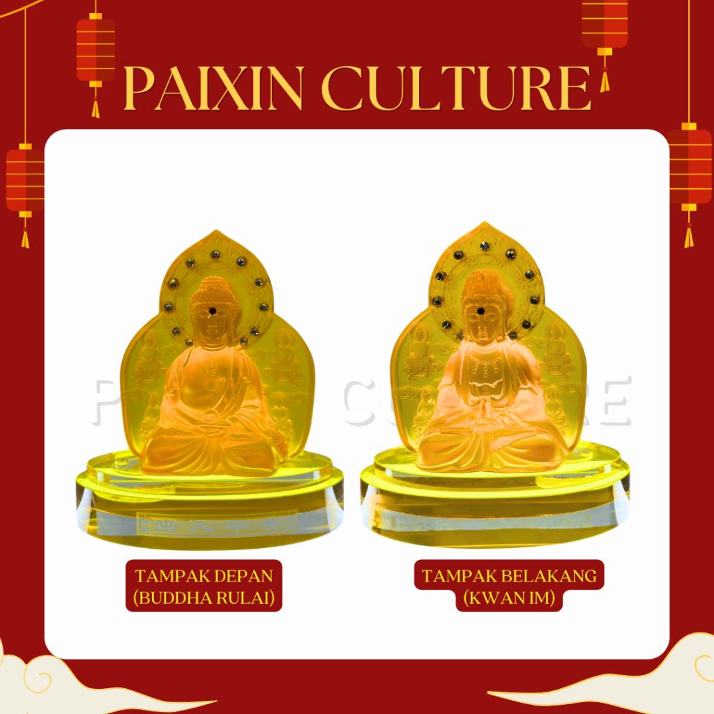 Patung Dewi Kwan Im dan Buddha Ru Lai Kecil Manik / Pajangan Mobil / Pajangan dashboard / Pengharum 