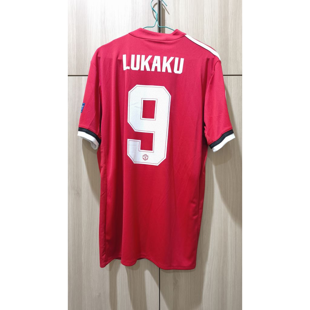 Jersey Manchester United Home 2017/2018 Original Size M, Nameset Lukaku