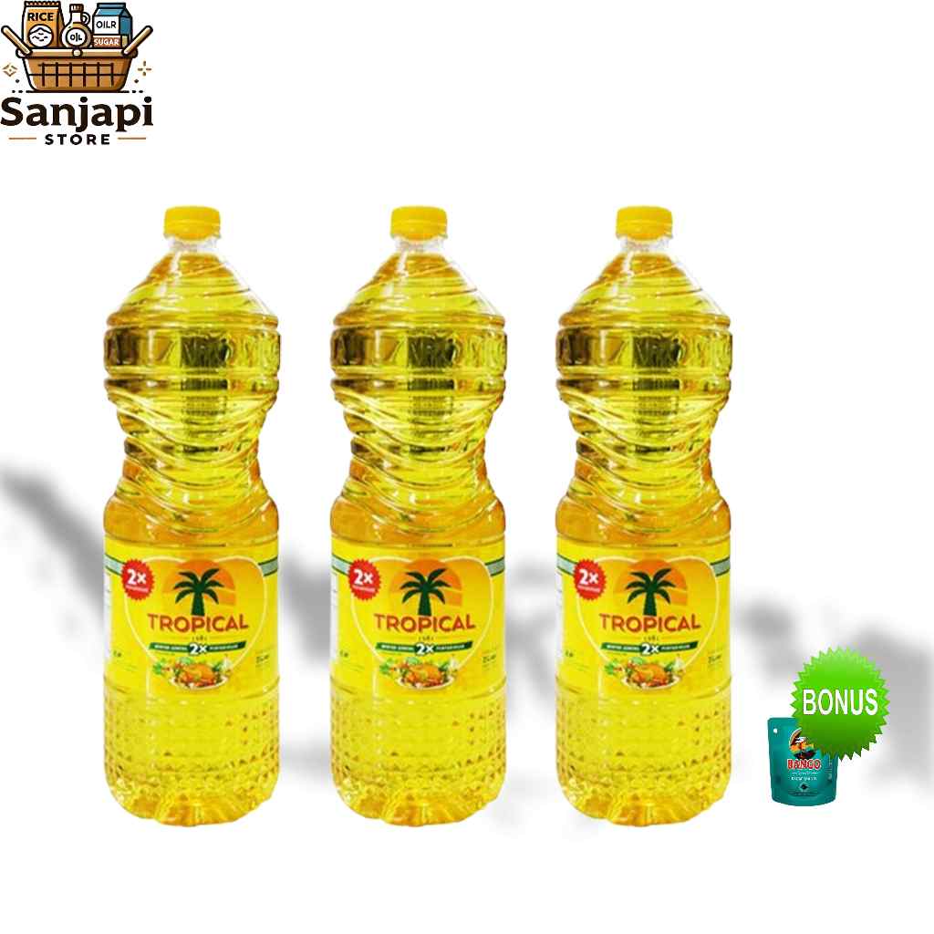 

(Paket 3 PCS) Minyak Goreng Tropical 2 Liter + Bonus Kecap Bango 77g