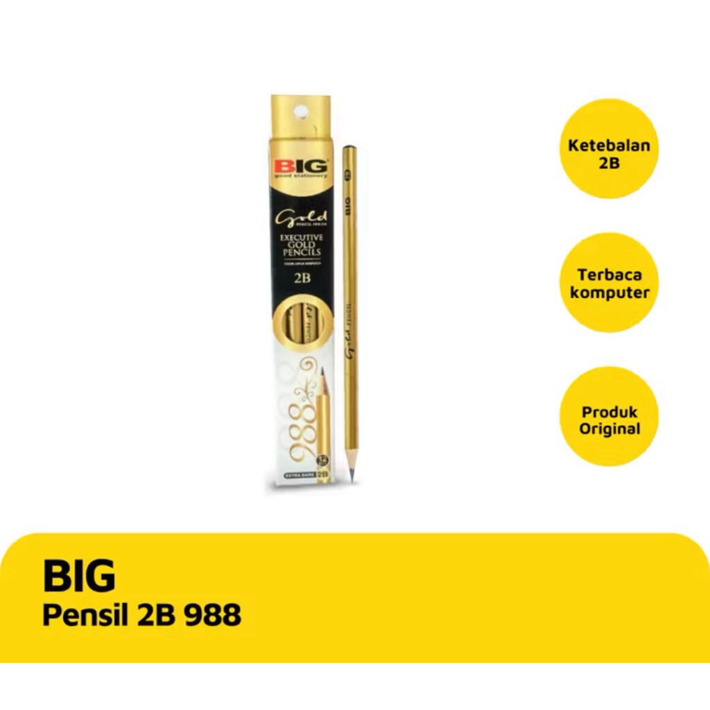 

1Pack Pensil Big Gold Dan Benefit 2B Alat Tulis Sekolah Dan Kantor