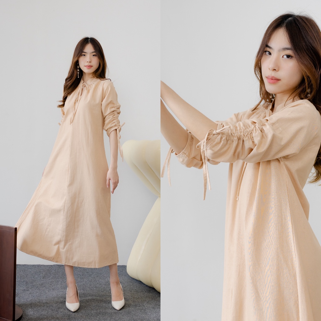 paket hemat lyla linen dress dress linen dress putih gamis