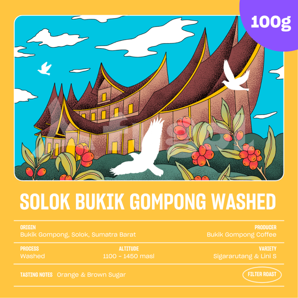 

Biji Kopi Arabika SOLOK BUKIK GOMPONG WASHED (100 gr) Specialty Coffee Beans