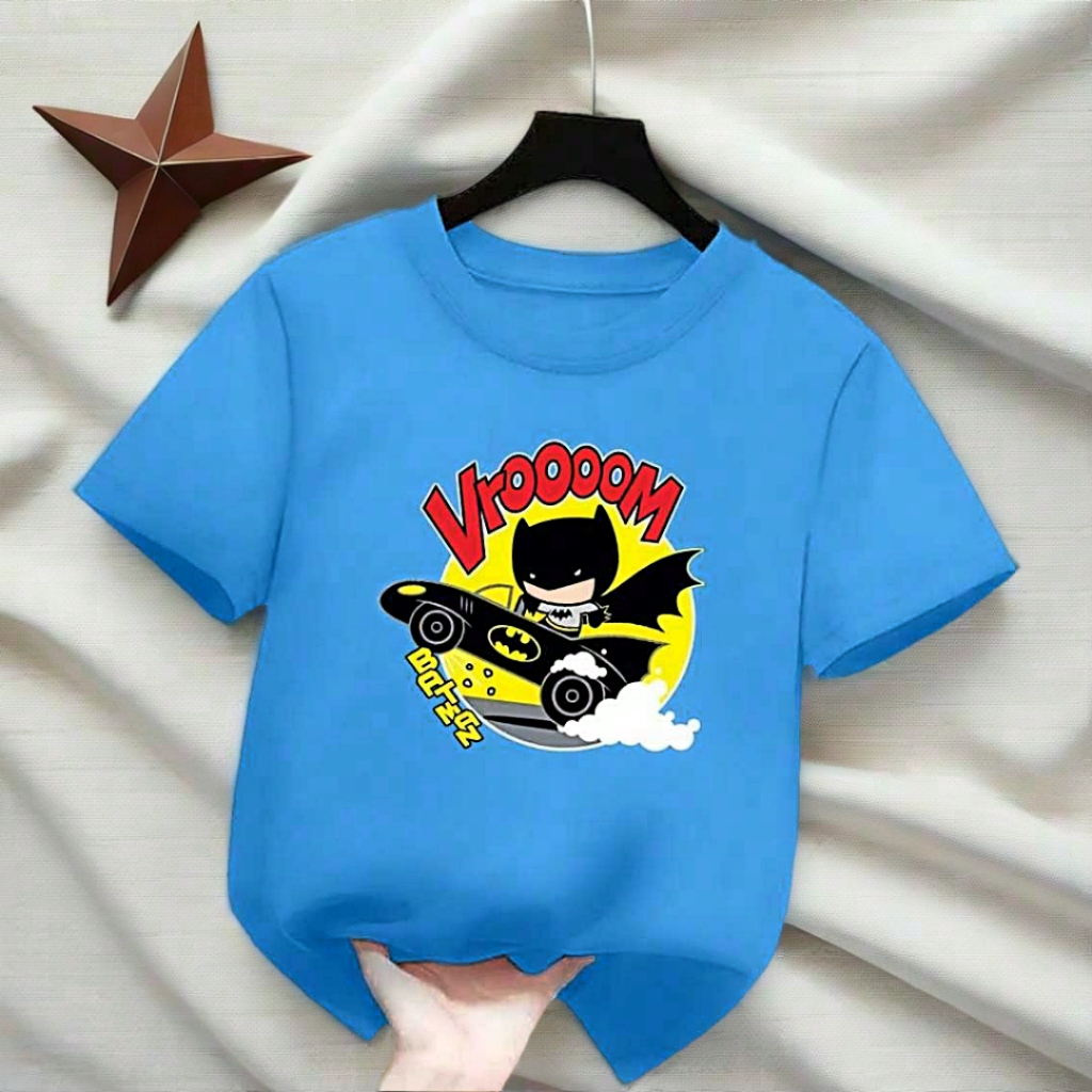 Atasan PDK Pakaian Harian Anak Laki Laki Baju Kaos Ootd Lengan Pendek Anak Laki Motif Battman LMO