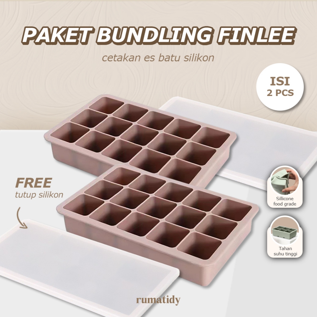 BUNDLING FINLEE Cetakan Es Batu Sillicone Wadah MPASI/Kaldu/Es Batu BPA FREE Tutup Silicone