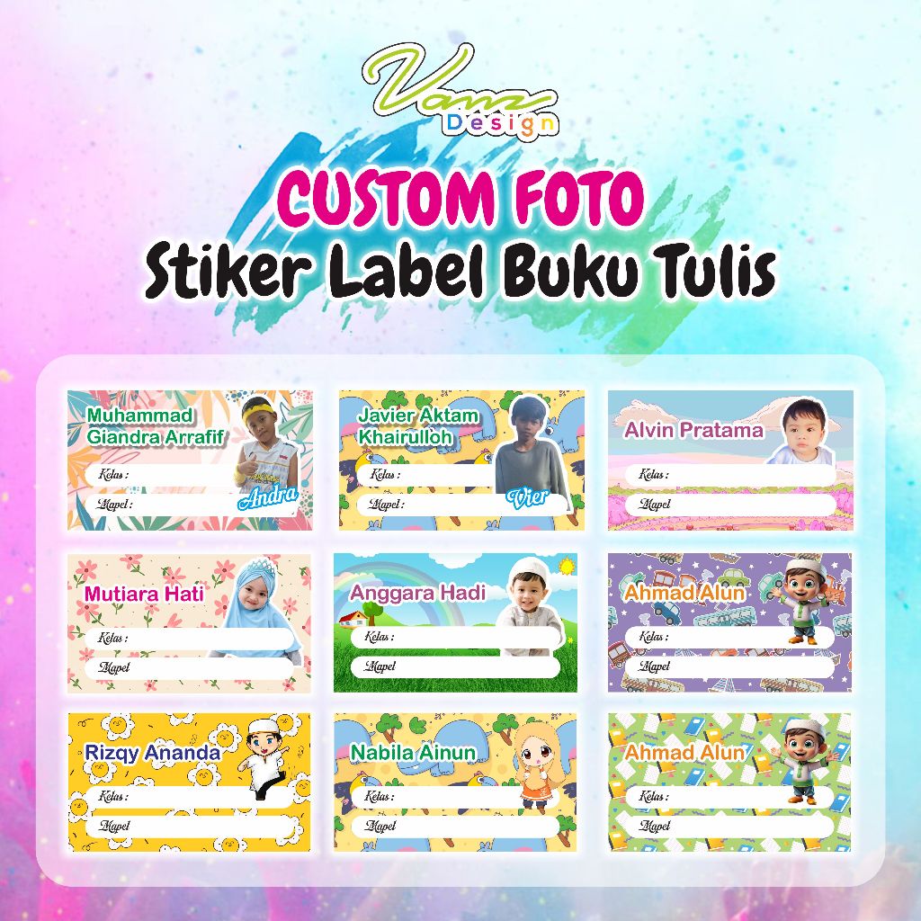 

CUSTOM FOTO STIKER LABEL BUKU TULIS DAN ATK