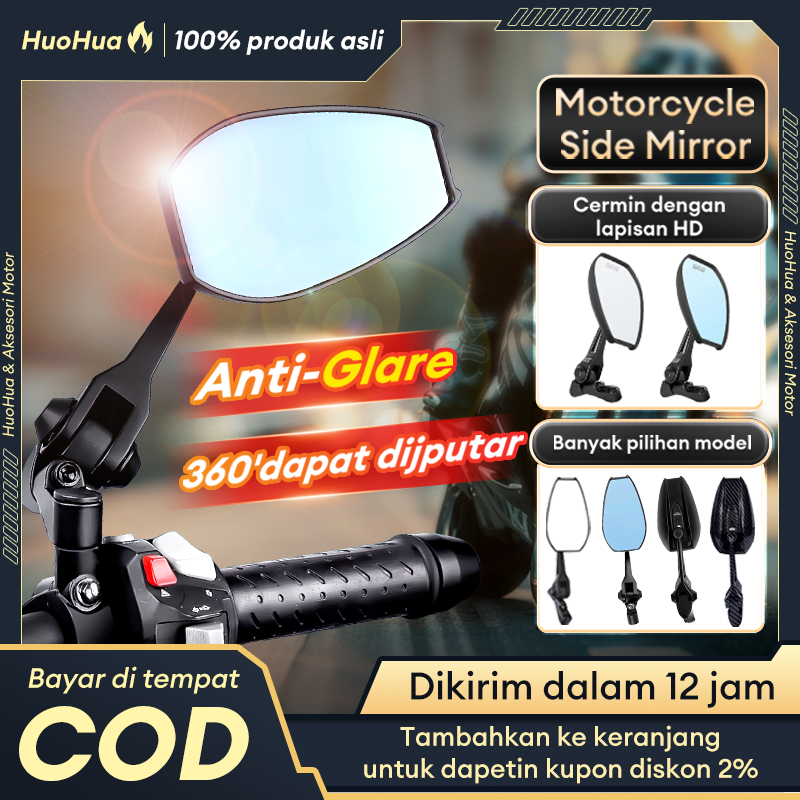 Spion variasi motor biru dan putih anti silau/dapat diputar 360 derajat/Cermin HD vario 125 PCX 160