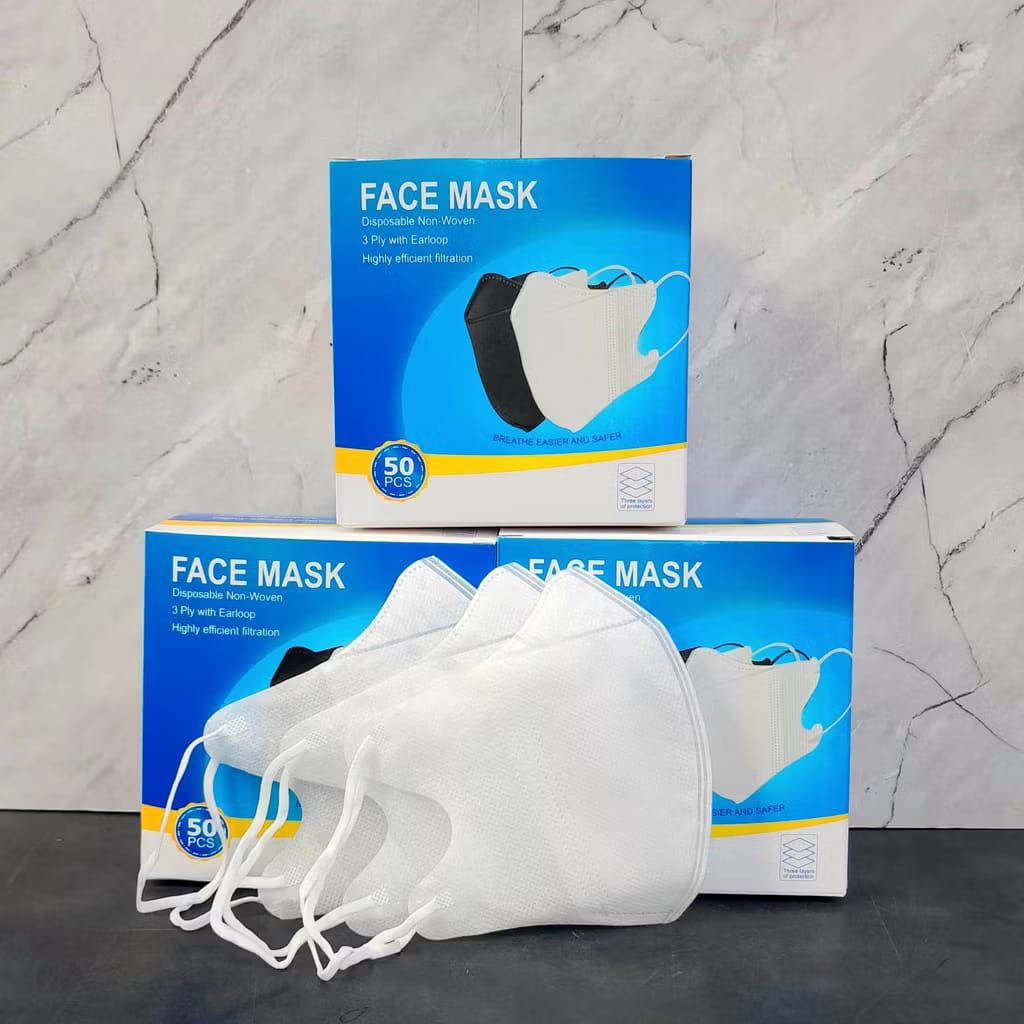 MASKER DUCKBILL GARIS FACEMASK 3 PLY PUTIH HITAM DUCKBIL TANPA BOX ISI 25 PCS