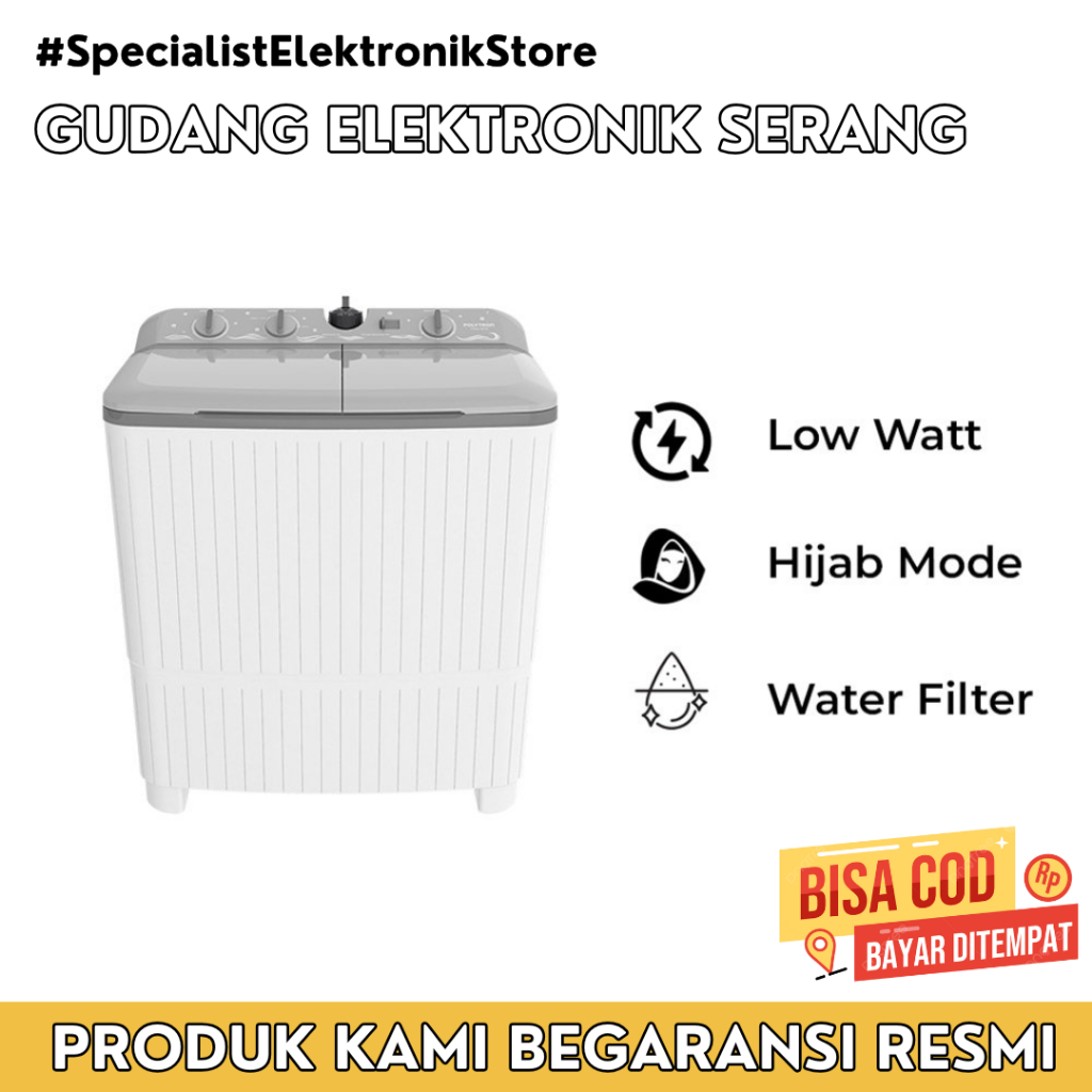 MESIN CUCI POLYTRON 10 KG - 2 TABUNG - PWM 1076