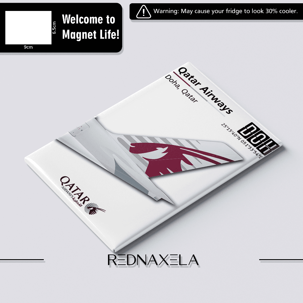 Magnet Kulkas - Tail Qatar Airways Glossy Fridge Magnet Collection Souvenir Gift