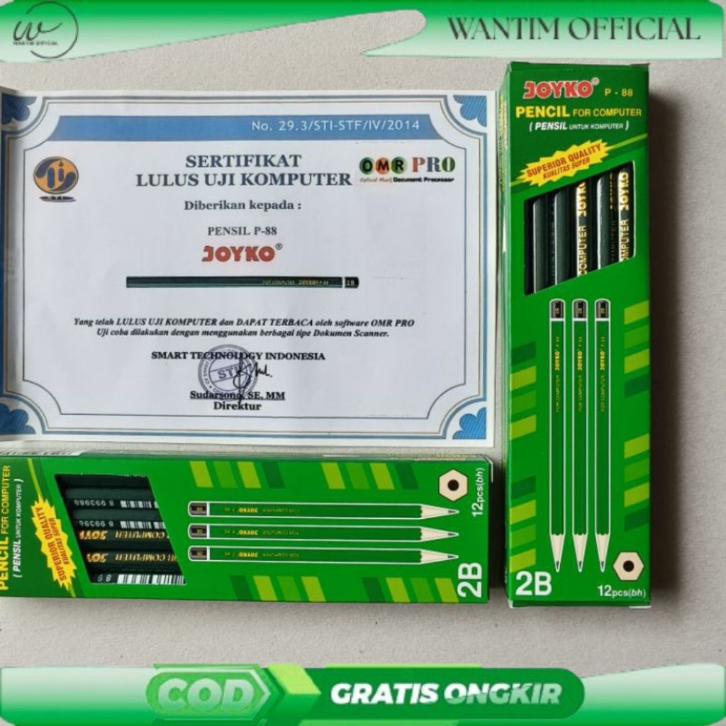 

TERMURAH pensil 2B Commputer JOYKO P88/P88M per lusin / Joyko warna Hijau