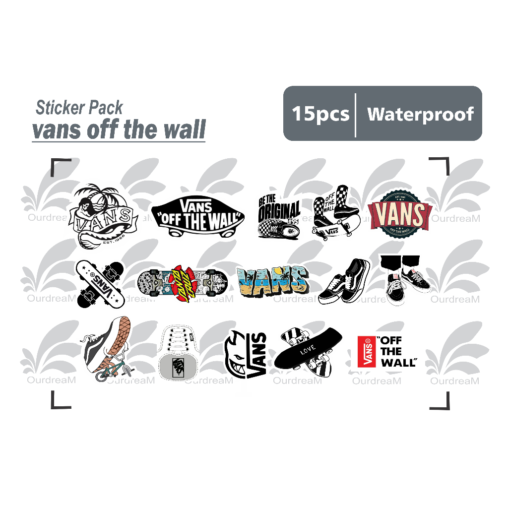 

stiker vans off the wall - isi 15 pcs sticker pack tumbler helm waterproof medium size