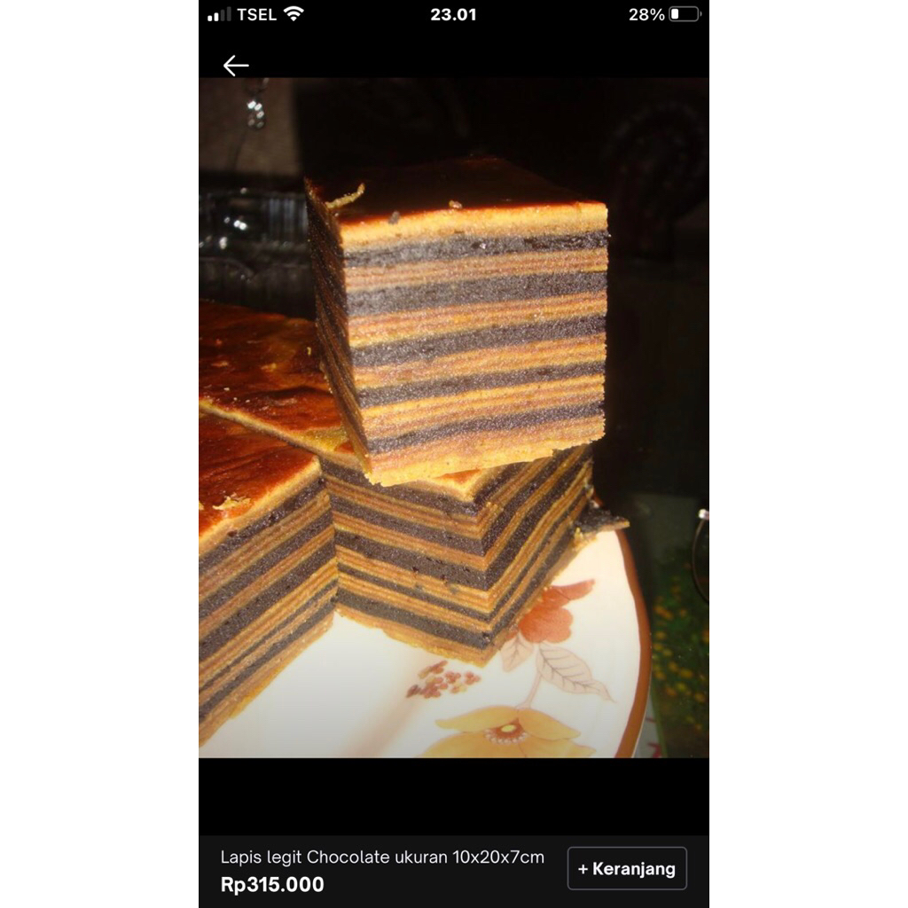 

Lapis legit Chocolate ukuran 20x10x6cm