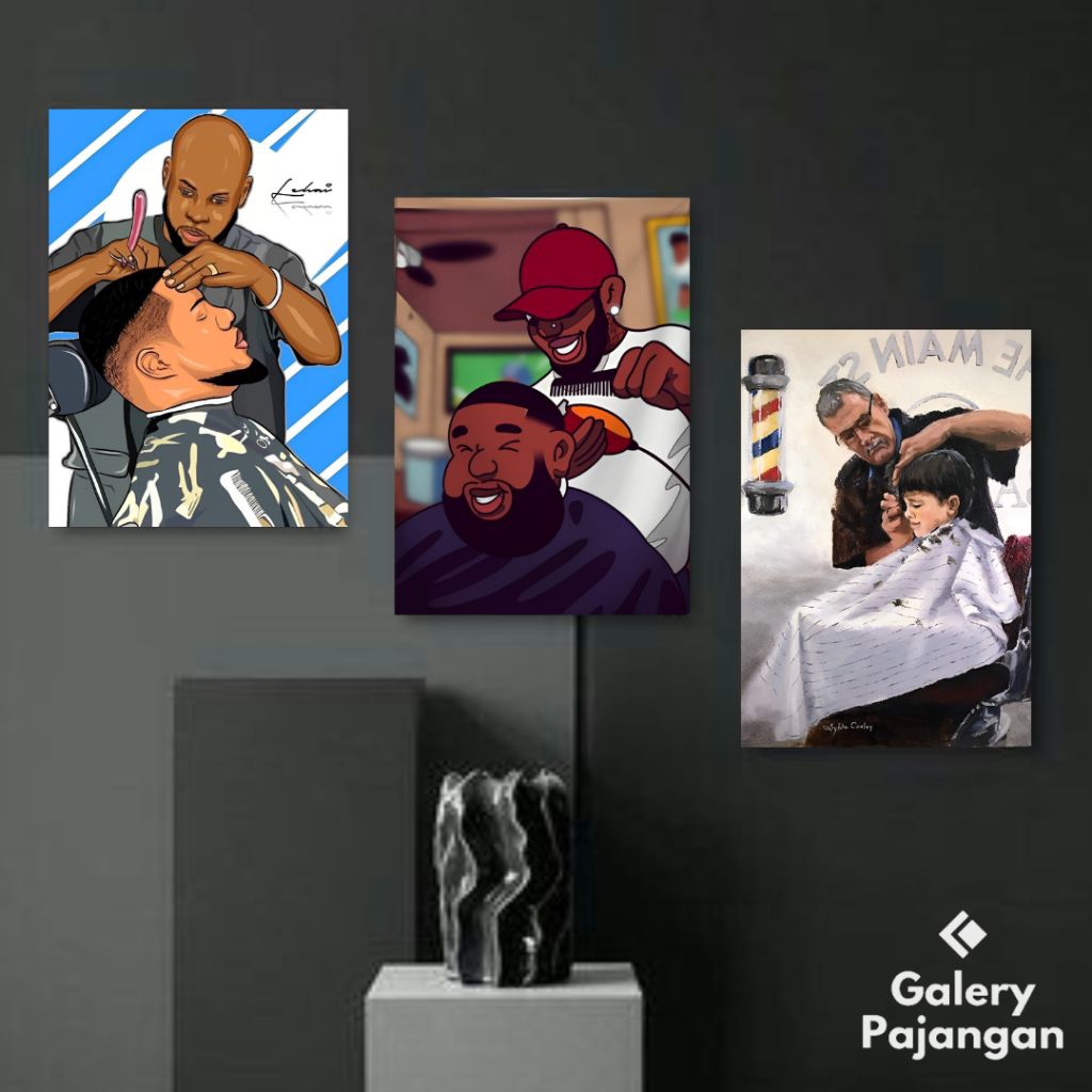 GPS - Poster Barbershop Vintage Dekorasi Barber Hiasan Dinding Barber Shop Wall Decor Poster Kayu Ba