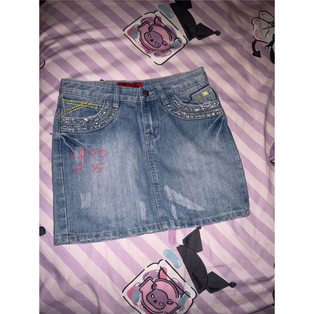 Jeans Skirt rok mini denim retro y2k stud