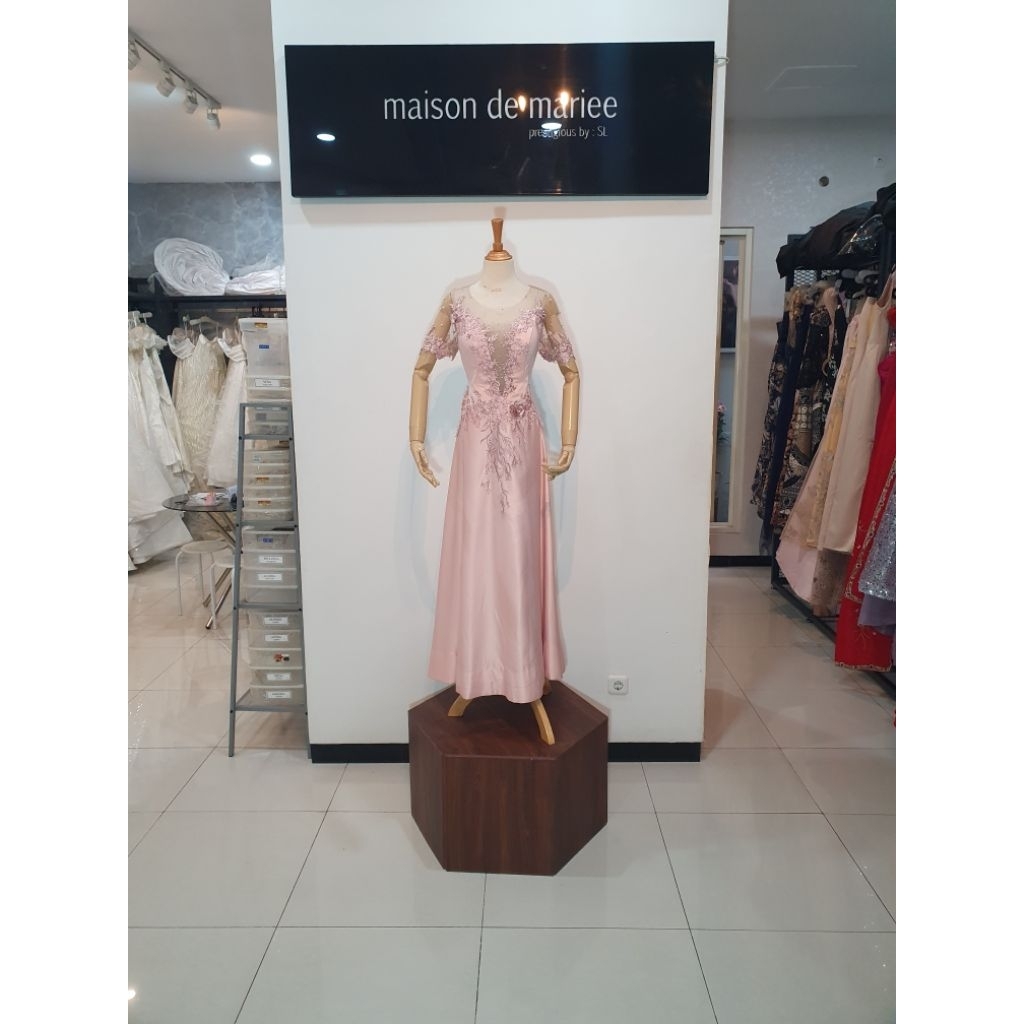 Preloved baju gaun pesta party dress pink salem