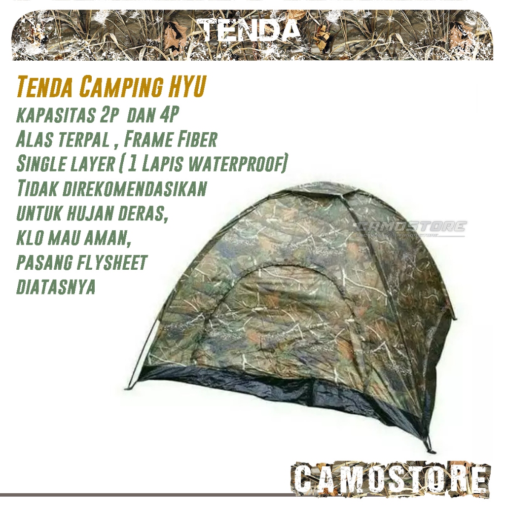 Tenda Camping Camo Loreng Kap 2 dan 4 Orang / Tenda Camping 4 Orang hunting realtree