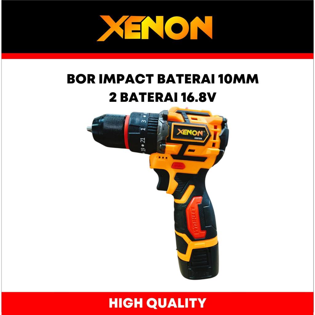 Cordless Drill Impact (10mm - 16.8V) Merk Xenon 2 Baterai