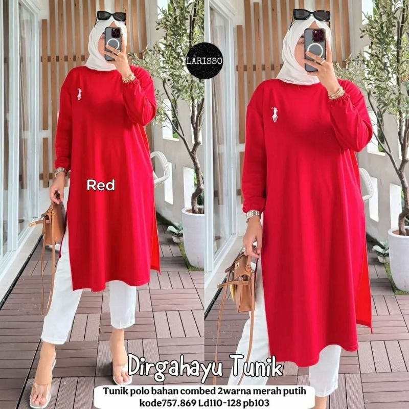 DIRGAHAYU TUNIK MERAH PUTIH // TUNIK 17 AGUSTUS / TUNIK KEMERDEKAAN / TUNIK AGUSTUSAN  ADEM NYAMAN B