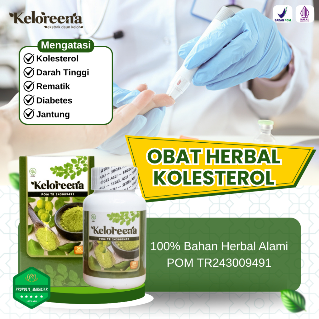KELOREENA 100% Asli - Obat Herbal Atasi Kolesterol Tinggi, Darah Tinggi, Rematik, Jantung, Ginjal
