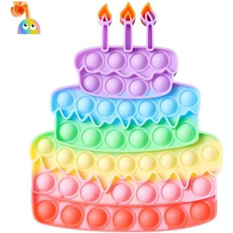 Pretty Cute Birthday Cake Push Pop Bubble Fidget Toy, It is Fidget Silicone Pop Bubble Sensory Stres