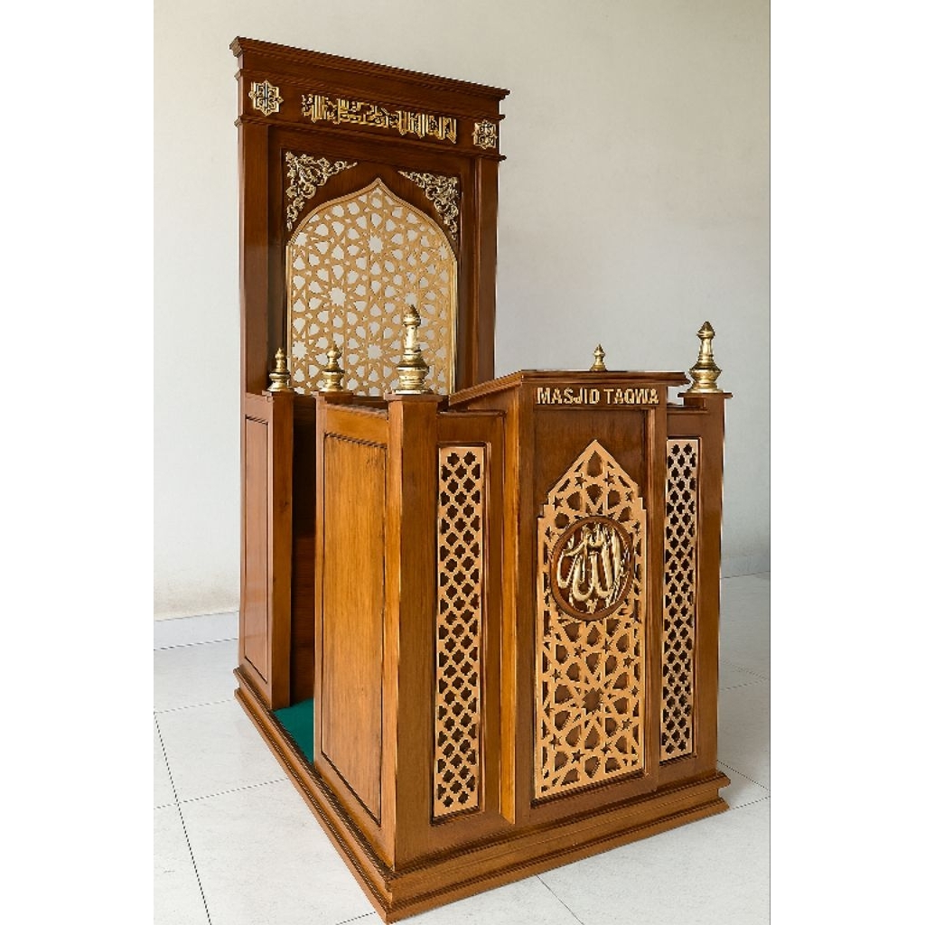 MIMBAR MASJID JATI MINIMALIS ORNAMEN