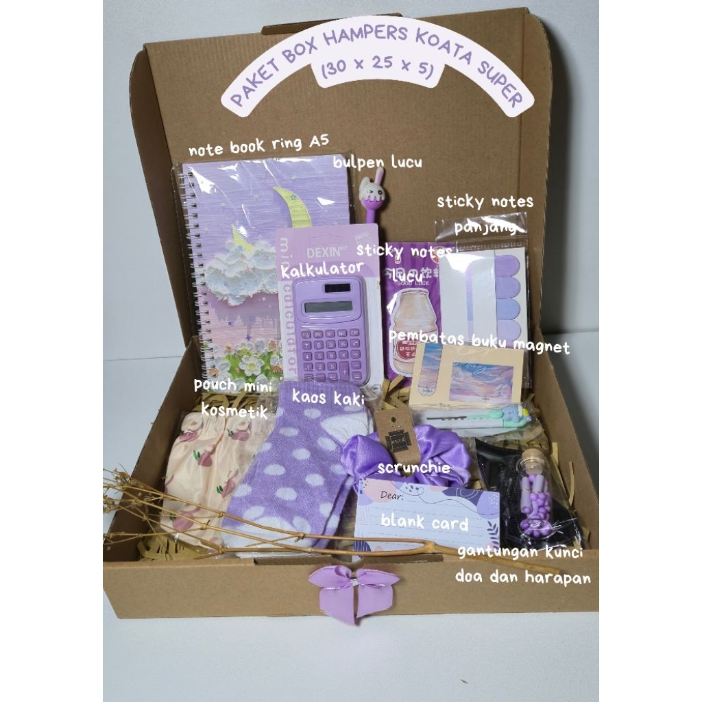 

(Bisa request tulisan di kartu) Paket Box Hampers Super/Paket Bundling Aksesori dan ATK/Gift Hampers Stationery