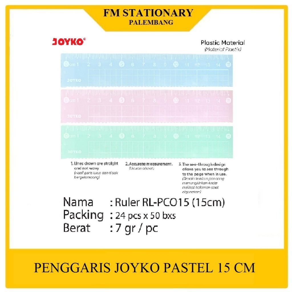 

JOYKO Ruler Penggaris RL-PCO15 Pastel