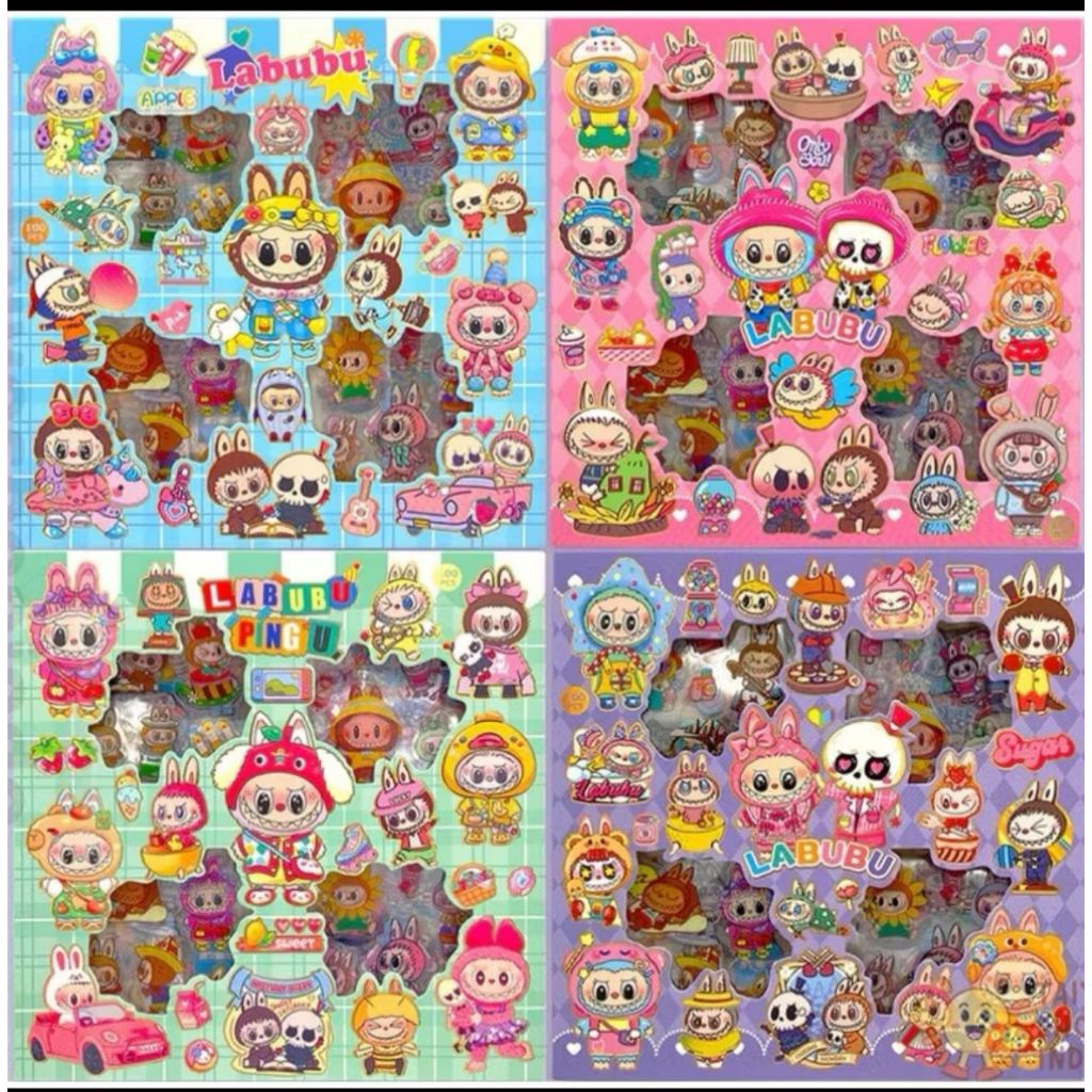 

STIKER VIRAL LABUBU MIX 100 Lembar RAINBOW STIKER LABUBU MIX SET 2D VIRAL STIKER ANTI AIR AESTHETIC MOMO ( ISI 100pcs) 4 WARNA Sticker Tumblr Lucu Kartun Korea Dekorasi Hiasan Scrapbook DIY