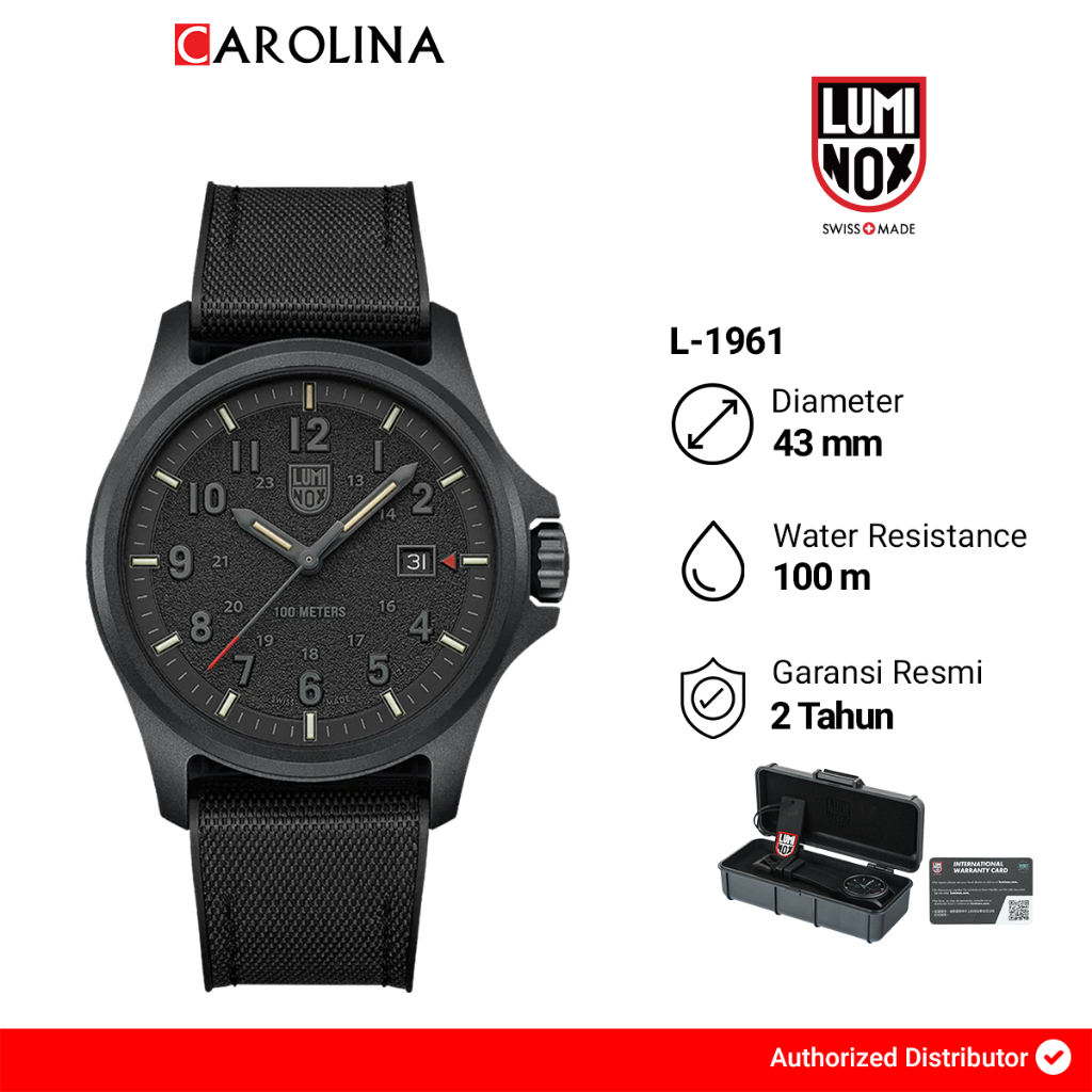 Jam Tangan Pria Luminox L-1961 Atacama Field Urban Adventure Watch Black Dial Rubber Strap