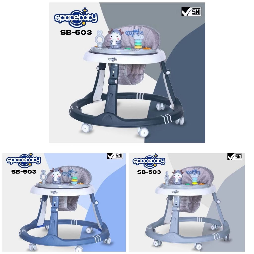 Baby Walker SPACEBABY Moo Moo Kereta Bulat Bayi Belajar Jalan