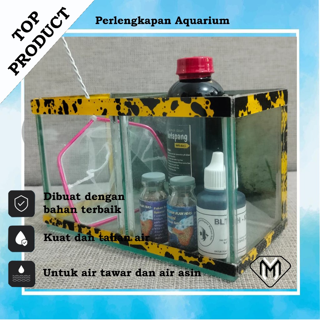 aquarium minimalis full set sekat dua atau kama 2 sudah dapat perlengkapan aquarium