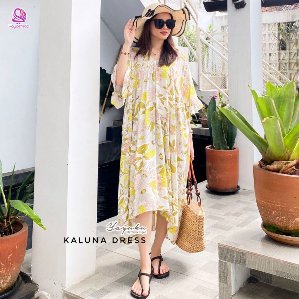 Kaluna Dress Jumbo Motif Daster Wanita Variasi Tali Punggung Bisa Diadjust Bahan Rayon Yayuku