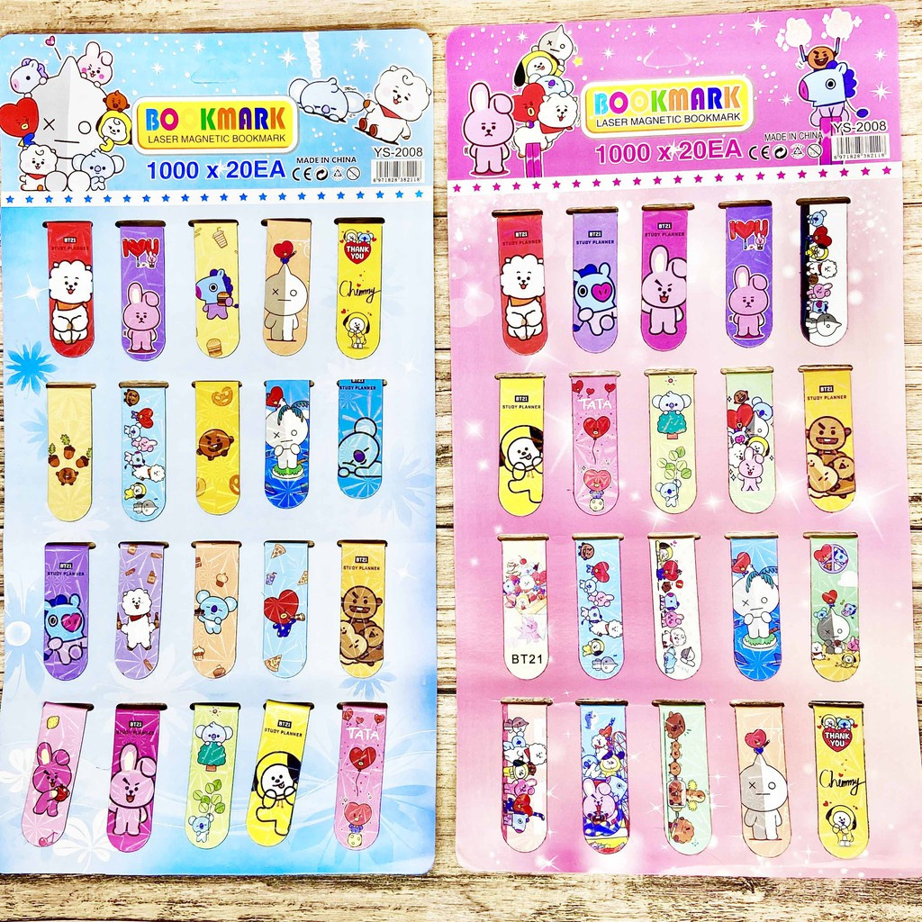 

PEMBATAS BUKU ISI 20 PCS/HOLOGRAM KARAKTER LUCU/MAGNETIC BOOKMARK BT21