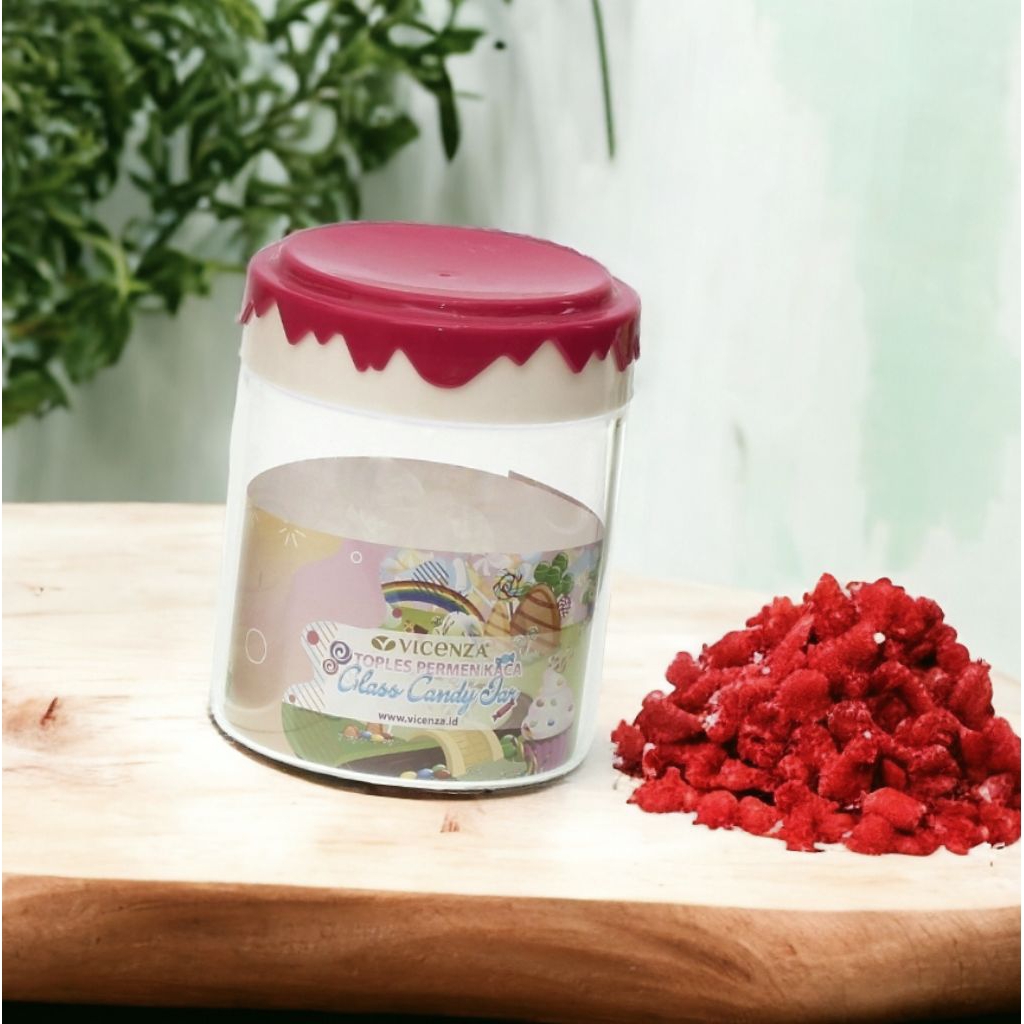 Toples Kaca VICENZA GB471 Pink, bentuk candy jar Vicenza yang unik, kedap udara, dan warna yang tega
