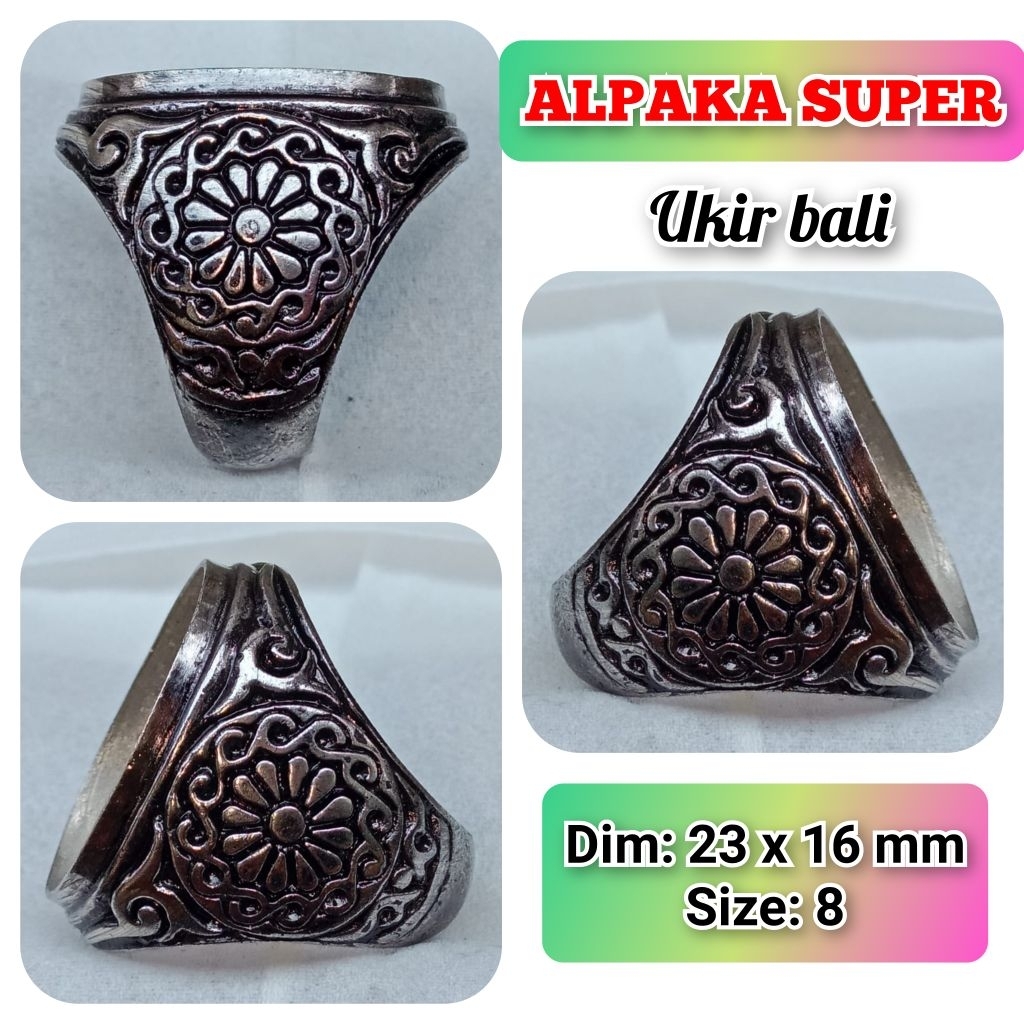 cincin emban batu akik batu permata alpaka super ukir Bali.82