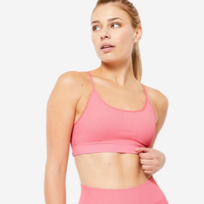 DOMYOS Sports Bra Olahraga Fitness Seamless Ribbed Adjustable