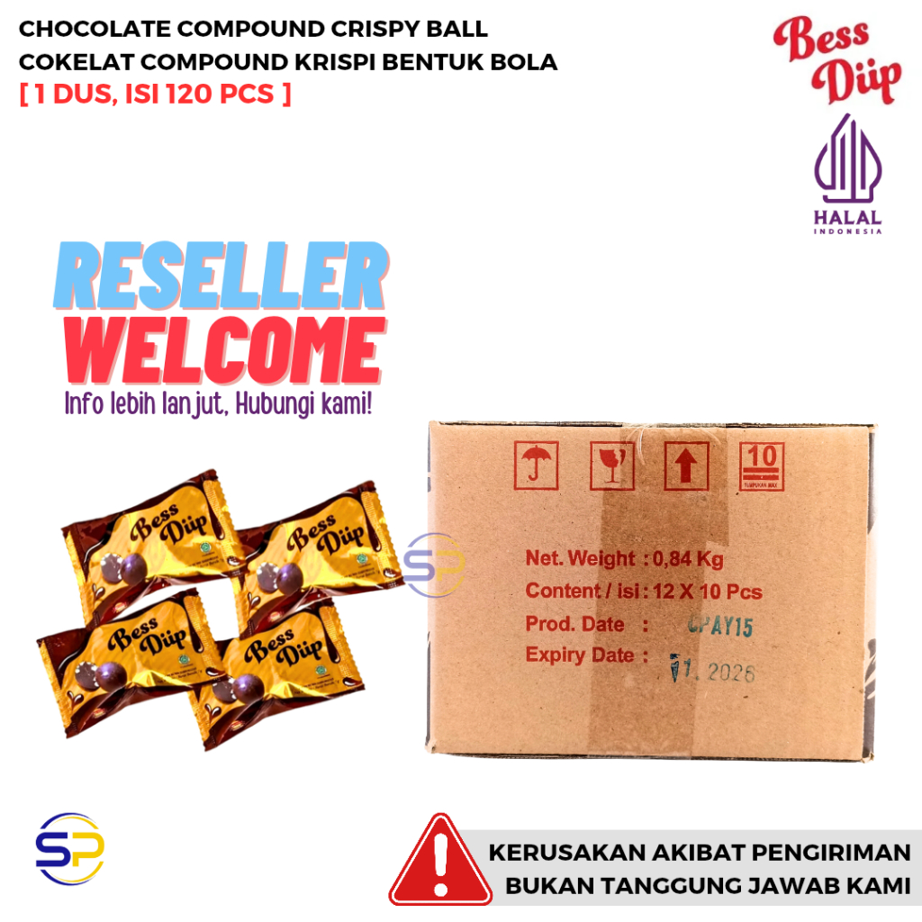 

BESS DIIP CRISPY BALL COKELAT KRISPI BENTUK BOLA [1 DUS, ISI 120 PCS]