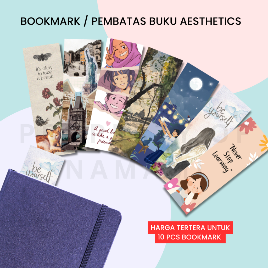 

(10 PCS) PEMBATAS BUKU BOOKMARK PAGE MARKER AESTHETIC LUCU GLOSSY MENGKILAP