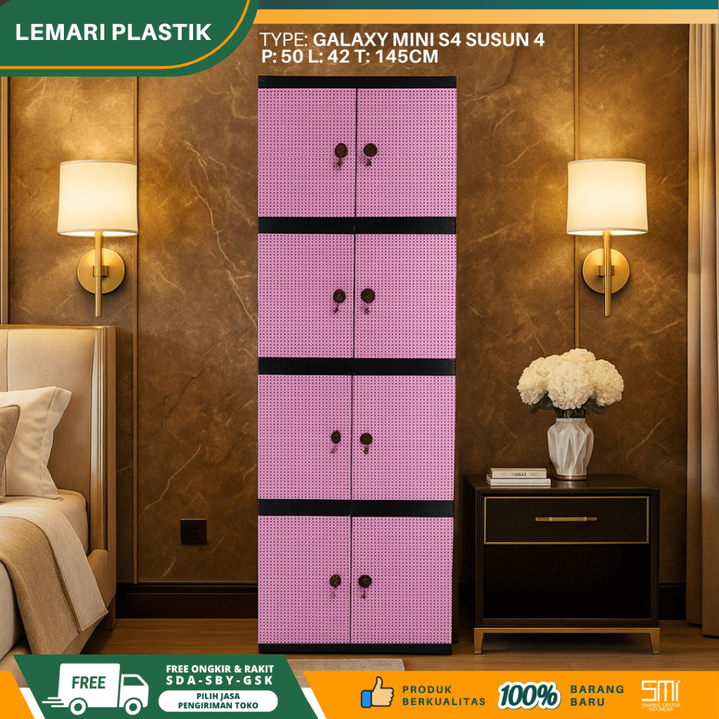 Lemari Plastik Galaxy Mini S4 Susun 4 / Almari Anak Plastik / Lemari Baju Plastik