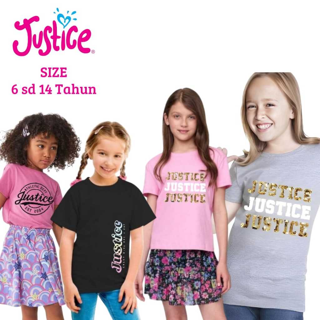 Tshirt Kaos perempuan anak dan remaja JUSTICE ORIGINAL Payet Cantik Banget