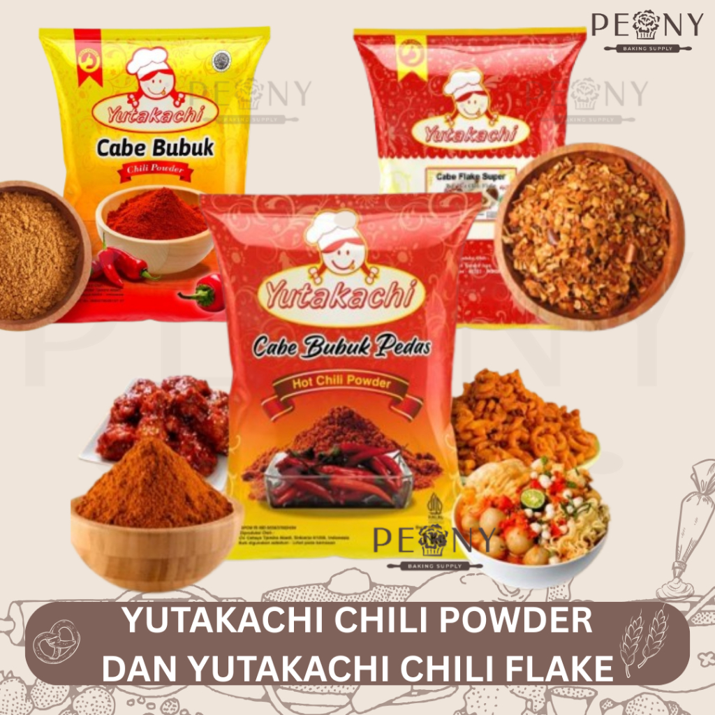 

(RENTENG)YUTAKACHI CABE BUBUK PEDAS DAN YUTAKACHI CHILI FLAKE KEMASAN 100 GR