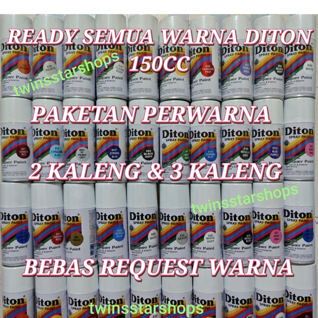Pilok Pilox Pylox Diton 150cc Paketan 2 dan 3 kaleng Perwarna Black 839 Hitam Doff Dop 884 8139 Puti
