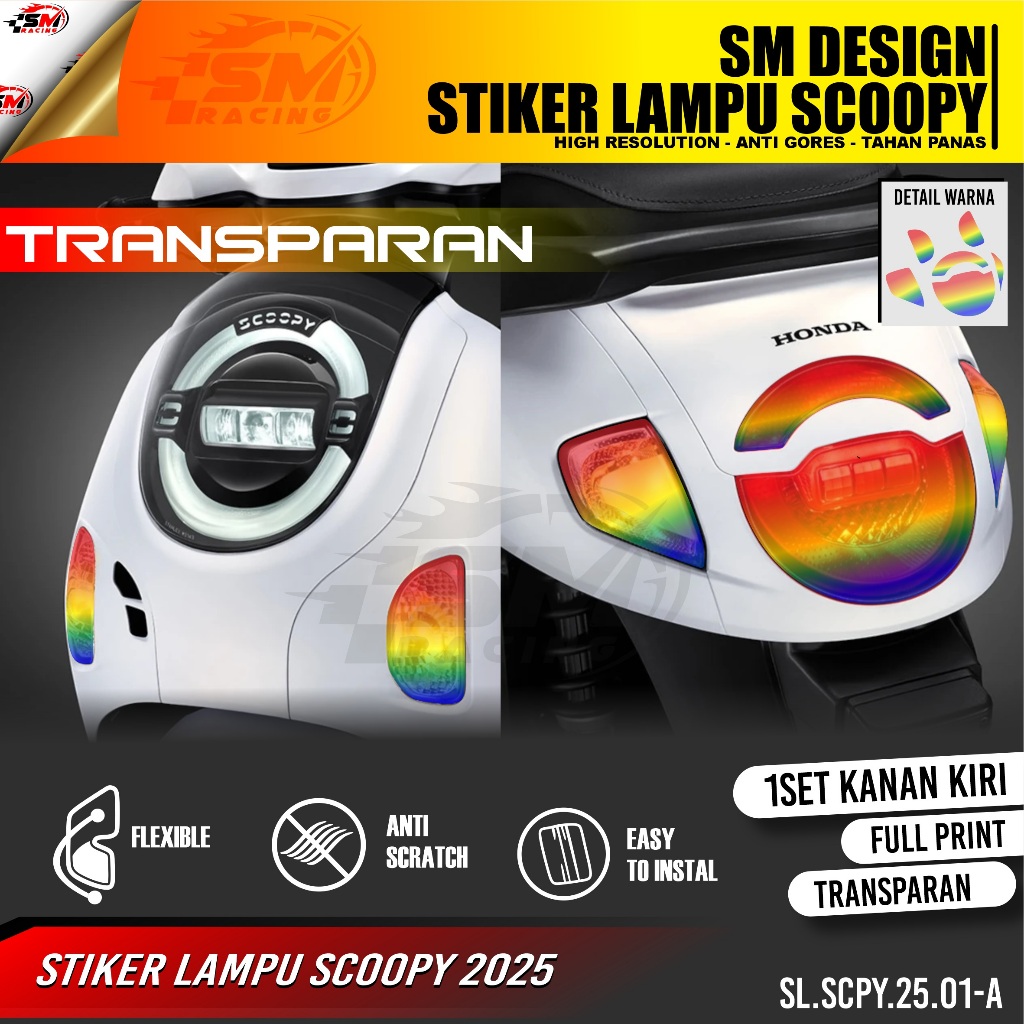 Sticker Scoopy 2025 Transparan untuk Lampu Sein dan Stoplamp - Variasi Stylish
