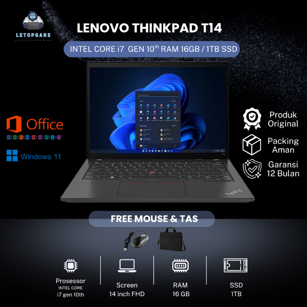 Laptop Lenovo Thinkpad T14 CORE i7 GEN 10 RAM 16GB/1TB SSD